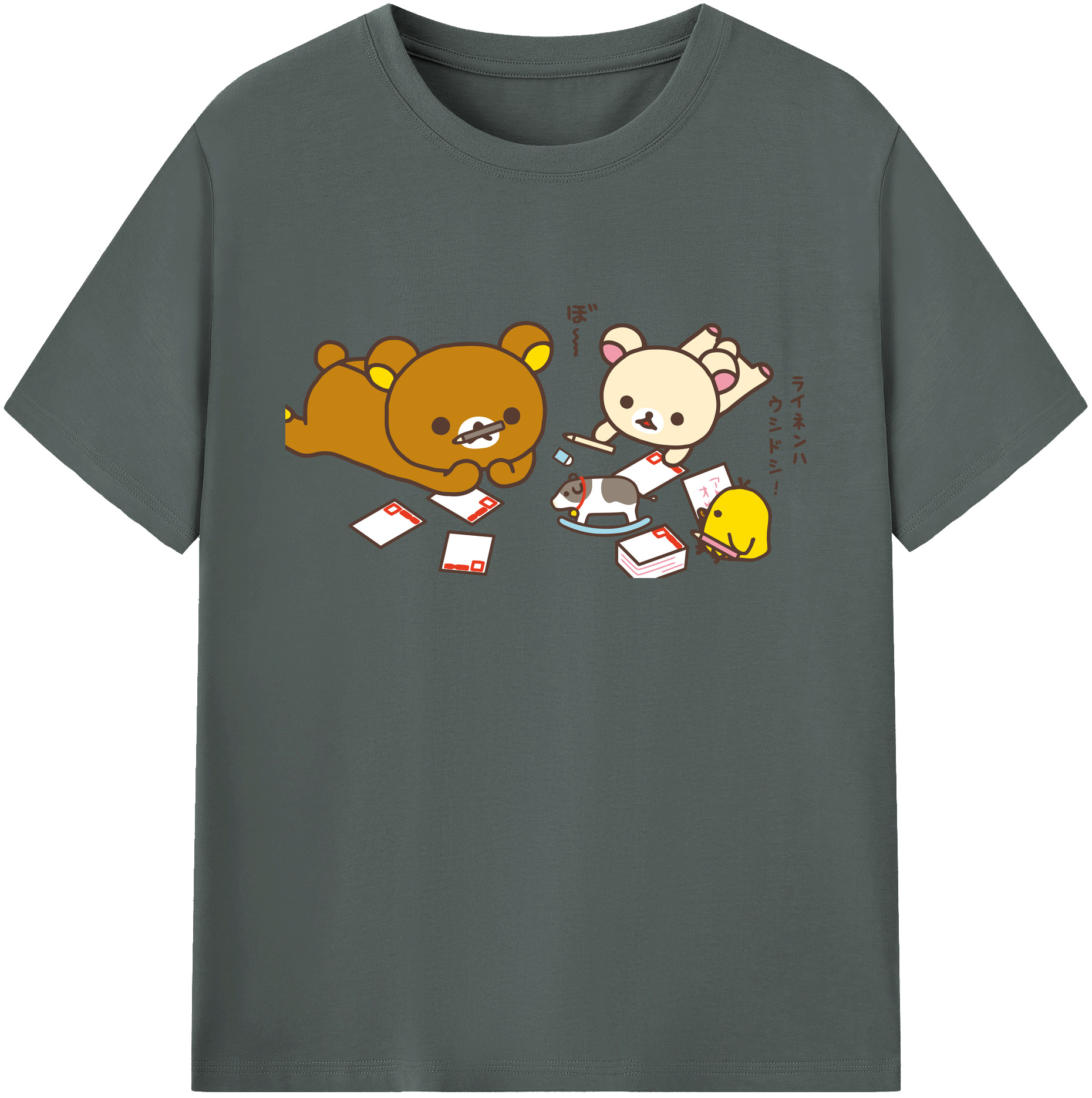 （画像用） リラックマ リラックマ キイロイトリ Rilakkuma Korilakkuma Kiiroitori 綿100％ メンズ半袖Tシャツ｜肌触りやわらか＆通気性